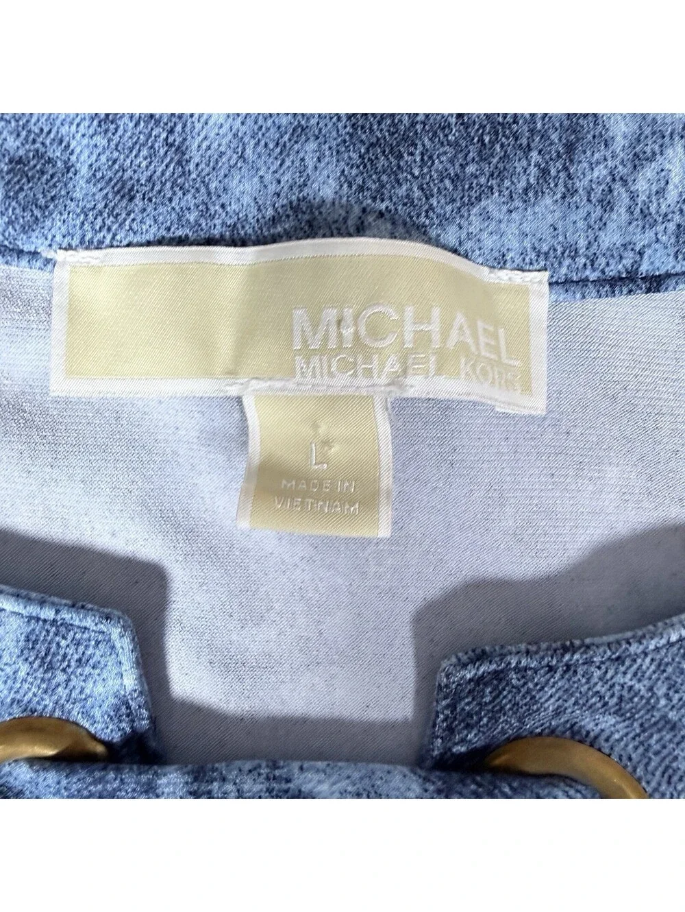 Michael Kors Women's Blue Tie Dye Sleeveless V-Neck Mini Shift Dress Size Large